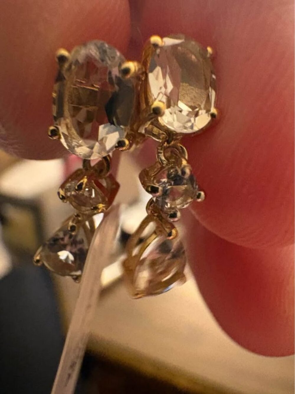White Topaz and Green Amethyst Drop Earrings Sterling 925